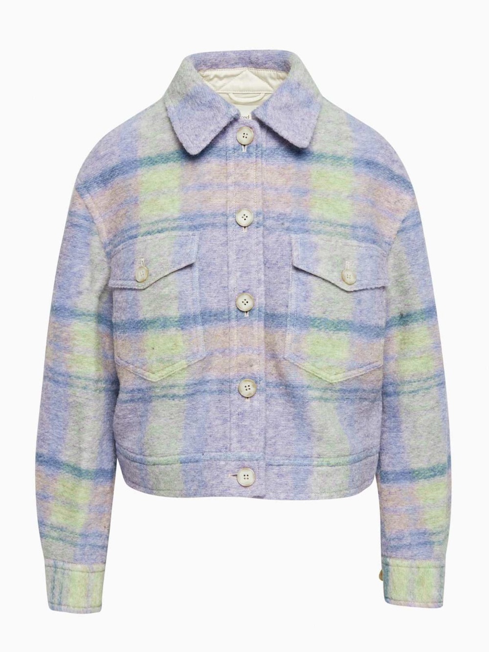 Ariztia Wilfred Free Autumn Cropped Boxy Shirt Jacket | Wool Blend Shacket - M